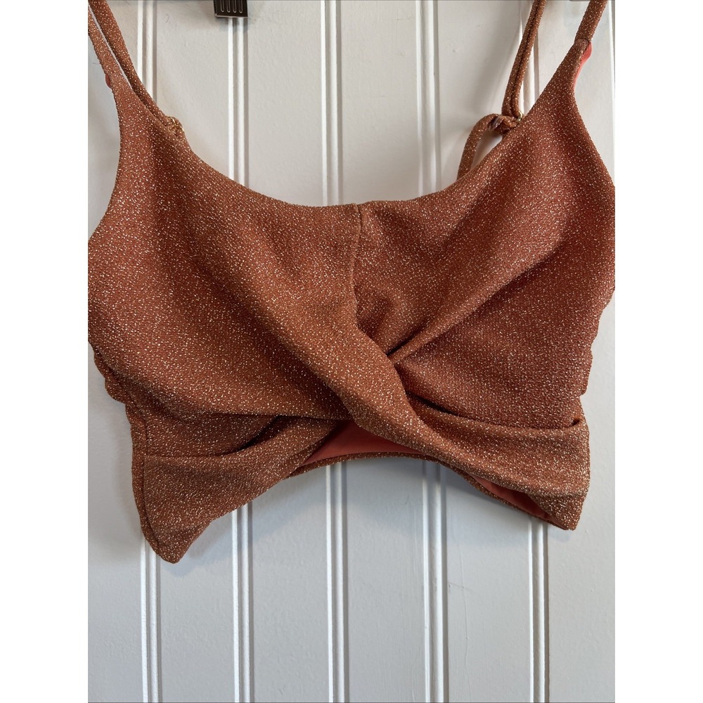 beach riot swim‎ top Xs Women burnt orange shimmer